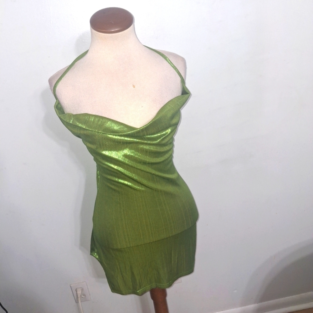 SHEIN- Vibrant Shimmering Green Mini Dress- W Sz 6
